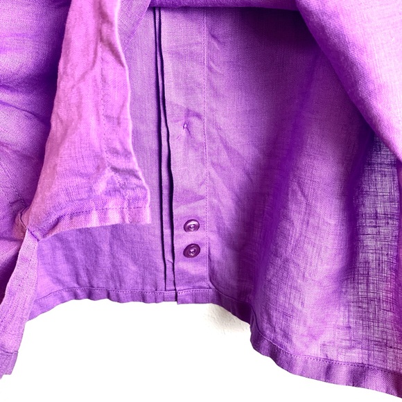 100% Linen ‘Natural Blue by Visitor’ Men’s Purple Button Down SS Shirt, Size L - Picture 13 of 14